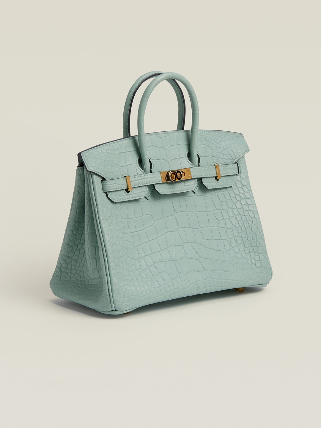 Hermes Birkin 25CM Handmade Bag In Vert D'eau Matte Alligator Leather